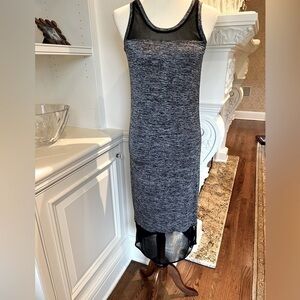 JONATHAN SIMKHAI Black & white heathered tank sheer netting maxi dress size S